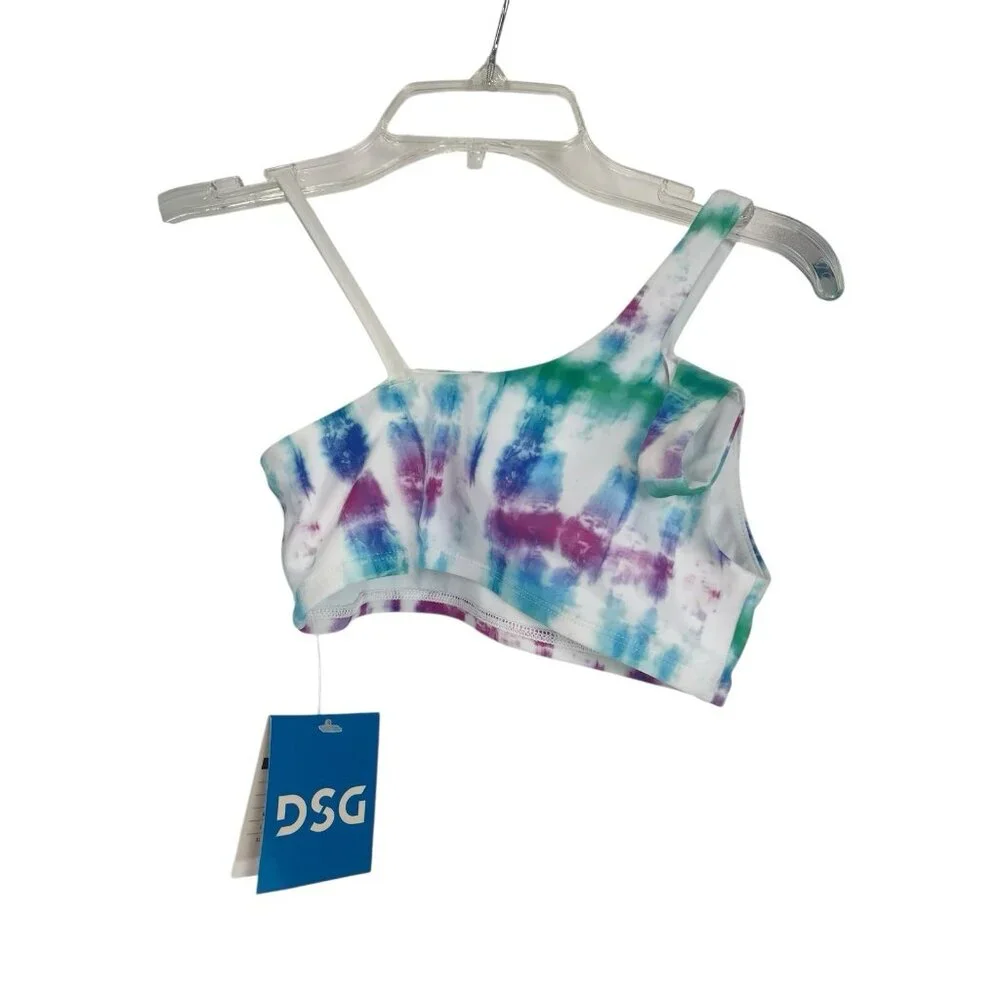 DSG Bikini And Rash guard Girls Size Small‎ Swim Tie Dye Purple Blue Green Set